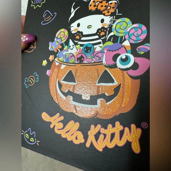 Hello Kitty Glitter Pumpkin Halloween Wooden Sign Decor NEW sparkle Fall Decor - Picture 3 of 9